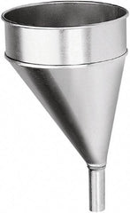 lumax - 204 oz Capacity Steel Funnel - 8-1/2" Mouth OD, 1-1/8" Tip OD, 3-1/4" Straight Spout, Silver - Industrial Tool & Supply