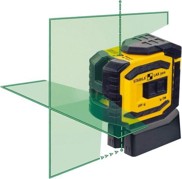 Stabila - 4 Beam 60' Max Range Cross Line & Plumb Points - Green Beam, 3/32" at 30' Accuracy, 1828.8mm Long, Battery Included - Industrial Tool & Supply