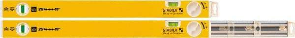 Stabila - 2 Vial, 41" Long, Aluminum Expandable Level - Yellow, 2" Wide, (1) Level & (1) Plumb Vials - Industrial Tool & Supply
