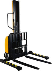 Vestil - 1,000 Lb Capacity, 63" Lift Height, Battery Powered Stacker - 2" Lowered Height, 30" Fork Length, 29" Overall Width - Industrial Tool & Supply