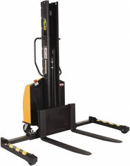 Vestil - 1,500 Lb Capacity, 63" Lift Height, Battery Powered Stacker - 2" Lowered Height, 36" Fork Length, 29-1/2" Overall Width - Industrial Tool & Supply