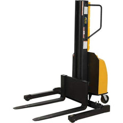 Vestil - 1,500 Lb Capacity, 118" Lift Height, Battery Powered Stacker - 2" Lowered Height, 36" Fork Length, 29" Overall Width - Industrial Tool & Supply