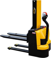 Vestil - 3,000 Lb Capacity, 43" Lift Height, Battery Powered Stacker - 3-3/8" Lowered Height, 42" Fork Length, 31-1/2" Overall Width - Industrial Tool & Supply