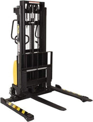 Vestil - 2,000 Lb Capacity, 98" Lift Height, Battery Powered Stacker - 2-1/8" Lowered Height, 42" Fork Length, 26-3/4" Overall Width - Industrial Tool & Supply