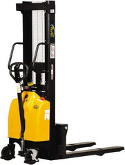 Vestil - 2,000 Lb Capacity, 98" Lift Height, Battery Powered Stacker - 3-3/8" Lowered Height, 42" Fork Length, 26-3/4" Overall Width - Industrial Tool & Supply