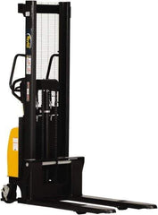 Vestil - 2,000 Lb Capacity, 63" Lift Height, Battery Powered Stacker - 3-3/8" Lowered Height, 42" Fork Length, 26-3/4" Overall Width - Industrial Tool & Supply