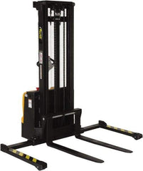 Vestil - 2,200 Lb Capacity, 125" Lift Height, Battery Powered Stacker - 2-1/8" Lowered Height, 42" Fork Length, 50" Overall Width - Industrial Tool & Supply