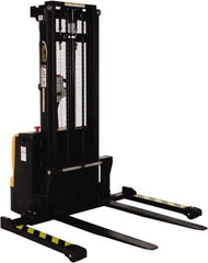 Vestil - 2,200 Lb Capacity, 101" Lift Height, Battery Powered Stacker - 2-1/8" Lowered Height, 42" Fork Length, 58" Overall Width - Industrial Tool & Supply