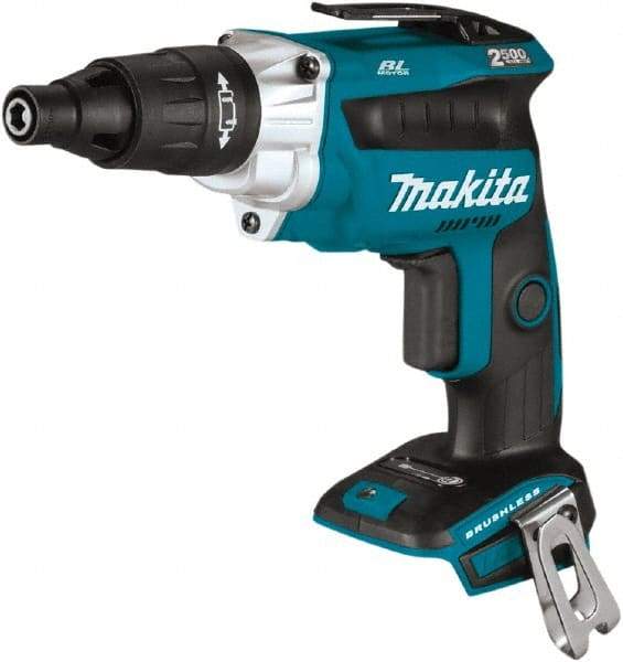 Makita - 18 Volt Lithium-Ion Battery Pistol Grip Cordless Screwdriver - 2,500 RPM, 79 In/Lb Torque - Industrial Tool & Supply