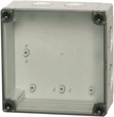Fibox - Polycarbonate Standard Enclosure Screw Flat Cover - NEMA 1, 4, 4X, 6, 12, 13, 5.12" Wide x 5.12" High x 3.94" Deep - Industrial Tool & Supply