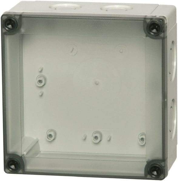 Fibox - Polycarbonate Standard Enclosure Screw Flat Cover - NEMA 1, 4, 4X, 6, 12, 13, 5.12" Wide x 5.12" High x 4.92" Deep - Industrial Tool & Supply