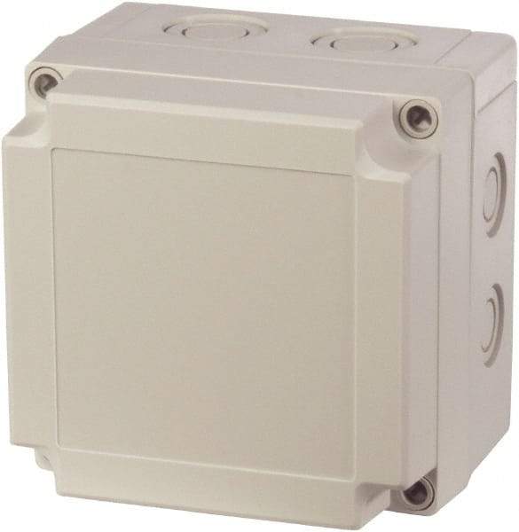 Fibox - Polycarbonate Standard Enclosure Screw Flat Cover - NEMA 1, 4, 4X, 6, 12, 13, 7.09" Wide x 7.09" High x 5.91" Deep - Industrial Tool & Supply