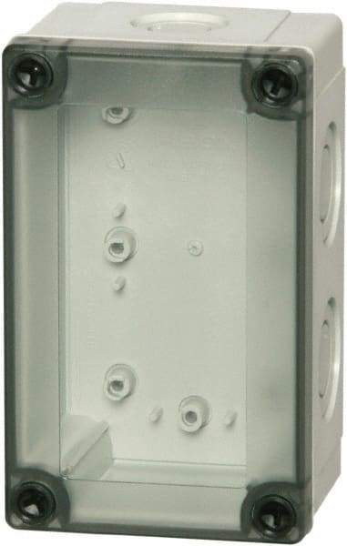 Fibox - Polycarbonate Standard Enclosure Screw Flat Cover - NEMA 1, 4, 4X, 6, 12, 13, 7.09" Wide x 10.04" High x 3.46" Deep - Industrial Tool & Supply