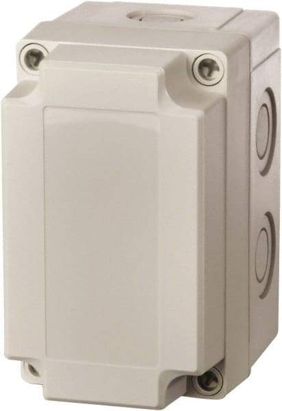 Fibox - Polycarbonate Standard Enclosure Screw Flat Cover - NEMA 1, 4, 4X, 6, 12, 13, 5.12" Wide x 7.09" High x 2.95" Deep - Industrial Tool & Supply