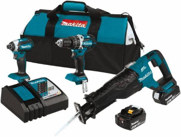 Makita - 18 Volt Cordless Tool Combination Kit - Includes Hammer Drill, Impact Driver & Circular Saw, Lithium-Ion Battery Included - Industrial Tool & Supply