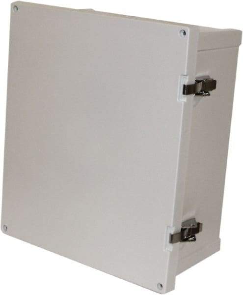 Fibox - Polycarbonate Standard Enclosure Hinge Flat Cover - NEMA 4, 4X, 6, 6P, 12, 13, 8" Wide x 10" High x 3" Deep, Impact, Moisture & Corrosion Resistant, Dirt-tight & Dust-tight - Industrial Tool & Supply