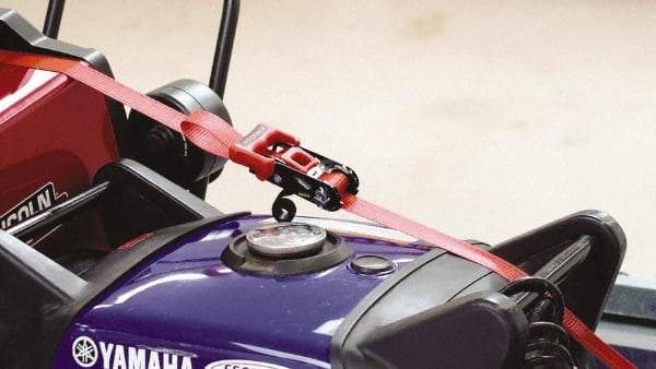 Erickson Manufacturing - 8' Long x 1-1/4" Wide, 2,000 Lb Basket Capacity, Polyester Web Sling - Red - Industrial Tool & Supply