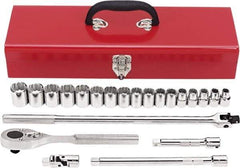 Proto - 22 Piece 1/2" Drive Chrome Finish Socket Set - 12 Points, 10mm to 26mm Range, Metric Measurement Standard - Industrial Tool & Supply