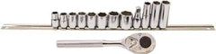 Proto - 13 Piece 3/8" Drive Chrome Finish Deep Well Socket Set - 6 Points, 10mm to 19mm Range, Metric Measurement Standard - Industrial Tool & Supply