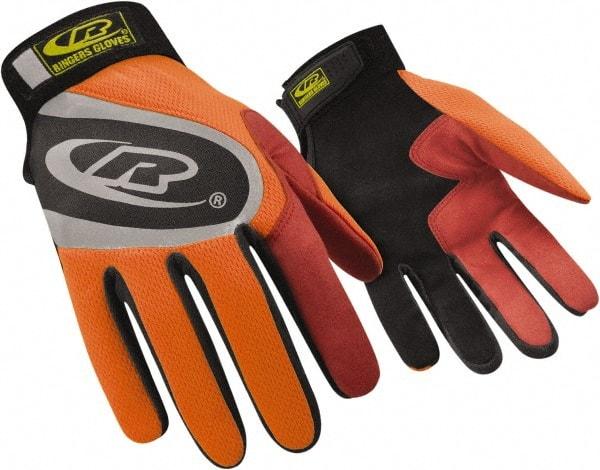 Ringers Gloves - Size 2XL (12) Synthetic Blend Work Gloves - For General Purpose, Uncoated, Hook & Loop Cuff, Orange/Red/Black, Paired - Industrial Tool & Supply