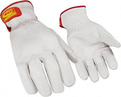 Ringers Gloves - Size M (9), ANSI Cut Lvl 3, Goatskin Leather Cut Resistant Gloves - Hook & Loop Cuff, White, Paired - Industrial Tool & Supply