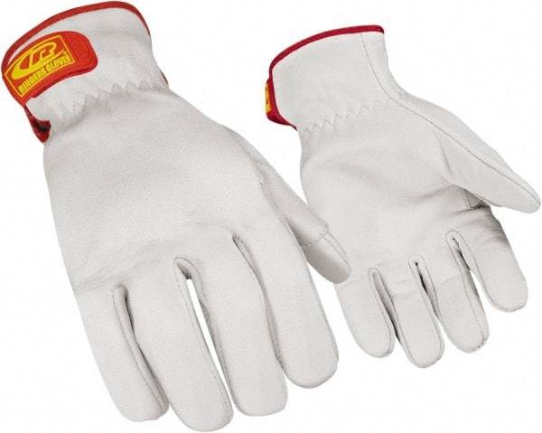 Ringers Gloves - Size 3XL (13), ANSI Cut Lvl 3, Goatskin Leather Cut Resistant Gloves - Hook & Loop Cuff, White, Paired - Industrial Tool & Supply