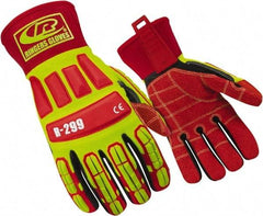 Ringers Gloves - Size M (9), ANSI Cut Lvl 4, Cut & Puncture Resistant Gloves - Open Cuff, Hi-Vis Yellow/Red/Black, Paired - Industrial Tool & Supply