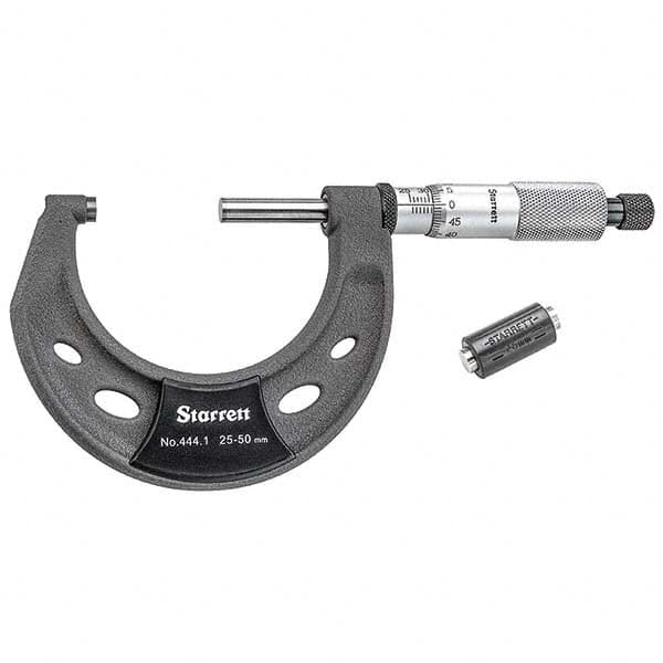 Starrett - Mechanical Outside Micrometers Minimum Measurement (mm): 25.00 Maximum Measurement (mm): 50.00 - Industrial Tool & Supply