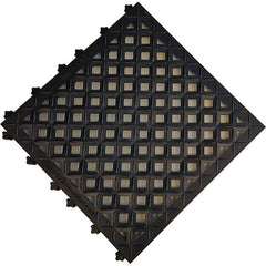 Ergo Advantage - 18" Long x 18" Wide x 1" Thick, Anti-Fatigue Modular Matting Anti-Fatigue Flooring - 2 Interlocking Sides, Black, For Dry Areas - Industrial Tool & Supply