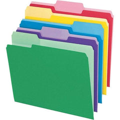 Pendaflex - 11-5/8 x 9-1/2", Letter Size, Assorted Colors, File Folders with Top Tab - 11 Point Stock, Assorted Tab Cut Location - Industrial Tool & Supply