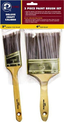 Premier Paint Roller - 2 & 4" Angle/Flat Polyester General Purpose Paint Brush Set - 2-1/2 & 3-1/2" Bristle Length, 6 & 6-1/2" Wood Sash & Beavertail Handle - Industrial Tool & Supply