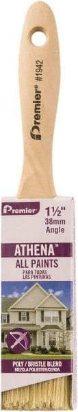 Premier Paint Roller - 1-1/2" Flat Polyester/Natural General Purpose Paint Brush - 2-1/4" Bristle Length, 5" Wood Beavertail Handle - Industrial Tool & Supply