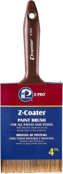 Premier Paint Roller - 4" Flat Polyester Wall Brush - 3-7/8" Bristle Length, 5" Plastic Beavertail Handle - Industrial Tool & Supply