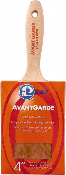 Premier Paint Roller - 4" Oval Polyester Sash Brush - 3-1/2" Bristle Length, 5-3/4" Wood Sash Handle - Industrial Tool & Supply