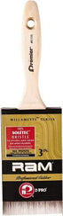 Premier Paint Roller - 3" Flat Polyester General Purpose Paint Brush - 2-3/4" Bristle Length, 3" Wood Beavertail Handle - Industrial Tool & Supply