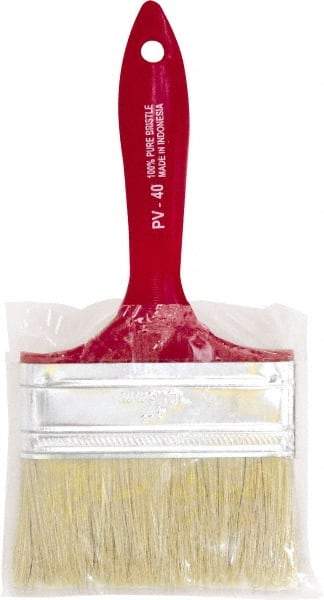 Premier Paint Roller - 4" Flat White China Bristle Chip Brush - 1-3/4" Bristle Length, 5-1/4" Plastic Beavertail Handle - Industrial Tool & Supply