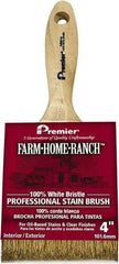 Premier Paint Roller - 4" Flat White China Bristle Stainer Brush - 2-5/8" Bristle Length, 6" Wood Beavertail Handle - Industrial Tool & Supply