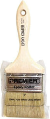 Premier Paint Roller - 3" Flat White China Bristle Varnish Brush - 2-1/4" Bristle Length, 5-1/2" Wood Beavertail Handle - Industrial Tool & Supply
