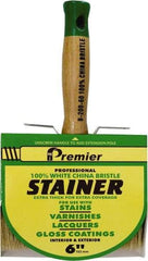 Premier Paint Roller - 6" Flat White China Bristle Stainer Brush - 3-1/4" Bristle Length, 5-1/4" Wood Threaded Wood Handle - Industrial Tool & Supply