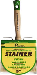 Premier Paint Roller - 5" Flat White China Bristle Stainer Brush - 3" Bristle Length, 5-1/4" Wood Threaded Wood Handle - Industrial Tool & Supply