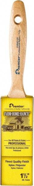 Premier Paint Roller - 1-1/2" Flat Nylon/Polyester General Purpose Paint Brush - 2-1/2" Bristle Length, 4-3/4" Wood Beavertail Handle - Industrial Tool & Supply