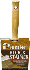 Premier Paint Roller - 4" Flat Polyester/Natural Stainer Brush - 3" Bristle Length, 5-1/4" Wood Threaded Wood Handle - Industrial Tool & Supply