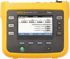 Fluke - 3 Phase, 1,000 VAC, 0.20 to 6,000 Amp Capability, 3.5 to 42.5 Hz Calibration, LCD Display Power Meter - 0.5 Current Accuracy, 0.5 Voltage Accuracy - Industrial Tool & Supply
