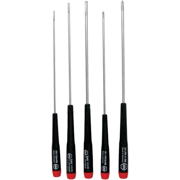 Wiha - 5 Piece Slotted & Phillips Screwdriver Set - Bit Sizes: Philips #0 & #1, Comes in Vinyl Pouch - Industrial Tool & Supply