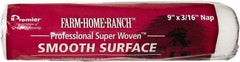 Premier Paint Roller - 3/16" Nap, 9" Wide Paint Roller Cover - Smooth Texture, Woven & Polyester - Industrial Tool & Supply