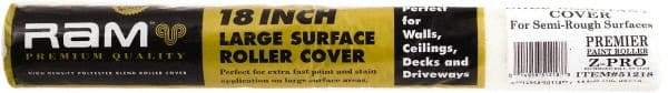 Premier Paint Roller - 3/8" Nap, 18" Wide Paint Roller Cover - Semi-Smooth Texture, Polyester - Industrial Tool & Supply