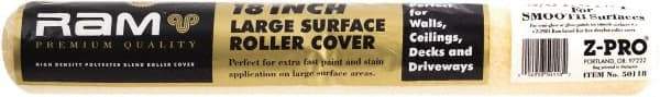 Premier Paint Roller - 3/8" Nap, 18" Wide Paint Roller Cover - Semi-Smooth Texture, Polyester - Industrial Tool & Supply
