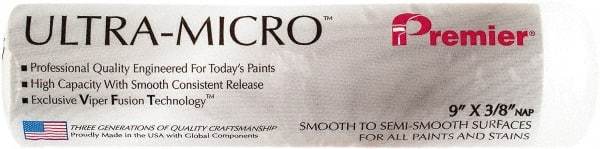 Premier Paint Roller - 3/8" Nap, 9" Wide Paint Roller Cover - Semi-Smooth Texture, Microfiber - Industrial Tool & Supply