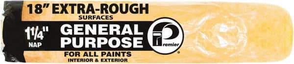 Premier Paint Roller - 1-1/4" Nap, 18" Wide Paint Roller Cover - Extra-Rough Texture, Polyester - Industrial Tool & Supply