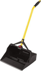 Rubbermaid - 16-7/8" Wide x 29" Deep x 12" High Handheld Dustpan - Plastic Body, 27" Handle, Black - Industrial Tool & Supply